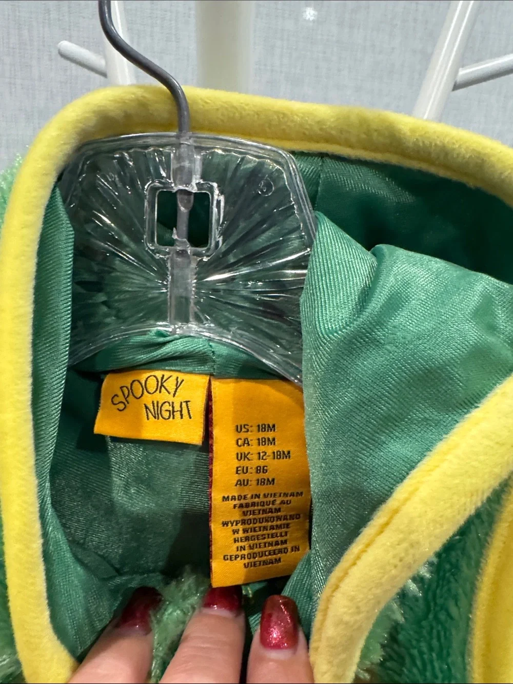 Spooky Nights Kids Plush baby dragon Costume Hooded - Green & Yellow. 18 Months